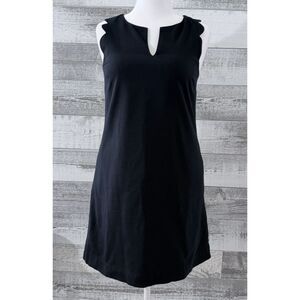 Vineyard Vines Lined flared Knee Dress Navy Sleeveless Scalloped Cotton Sz 4